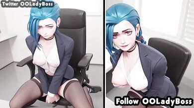 Jinx blow job for her boss hentai anime from League Of Legends by ooladyboss