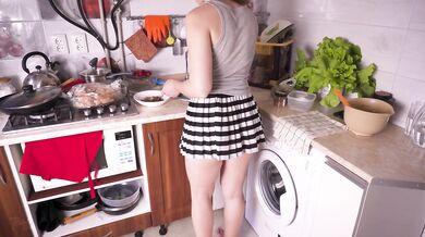 Peeking Under Wifes Short Skirt Ass At Kitchen