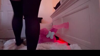 submissive girl plays with her cute pinks toys