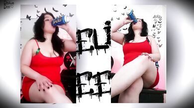 Alt GF Burps & Fidgets in a Tight Red Dress ASMR + Belly Bloat