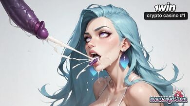 Blue-haired breezy gargles cucumber while getting penetrated hardcore.