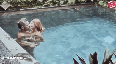 Romantic sex in the swimming pool, pussy eating, fucking, facial cumshot