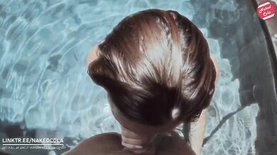 Romantic sex in the swimming pool, pussy eating, fucking, facial cumshot