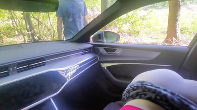 Blowjob in car - we got caught and watched by stranger voyeur