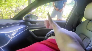 Blowjob in car - we got caught and watched by stranger voyeur