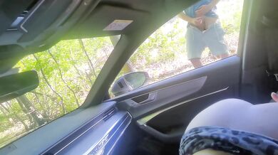 Blowjob in car - we got caught and watched by stranger voyeur