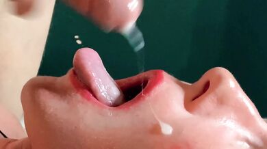 Spit or Swallow ??? CLOSE UP Mouth milking cum gag