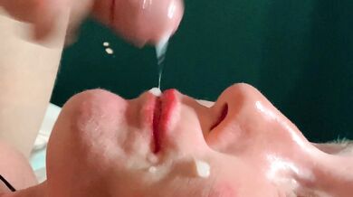 Spit or Swallow ??? CLOSE UP Mouth milking cum gag
