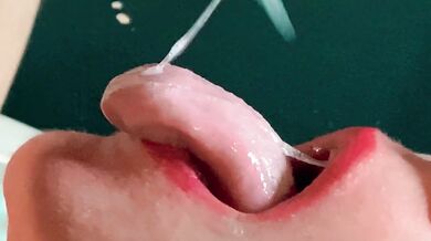 Spit or Swallow ??? CLOSE UP Mouth milking cum gag