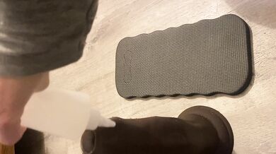 Down on my knees prepping this big ol boy with some lube, the egg deep inside of me, my pussy throbbing because I’ve been stretching myself and now I