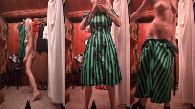 Dress Up N Down Black N Green Stripped Dress