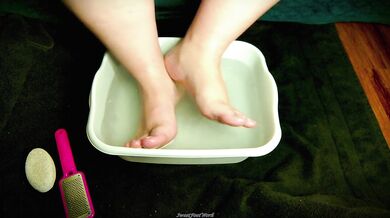 Cum Take Your Place and Worship and Drool Over My Big Beatiful Bare Feet As I Do My Self Pedicure Footbath