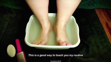 Cum Take Your Place and Worship and Drool Over My Big Beatiful Bare Feet As I Do My Self Pedicure Footbath