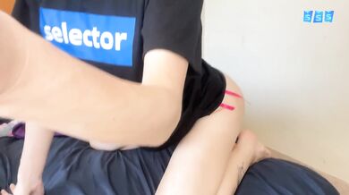 Hot young blonde is very excited in the morning and hotly masturbates her wet pussy and orgasming with ahegao.