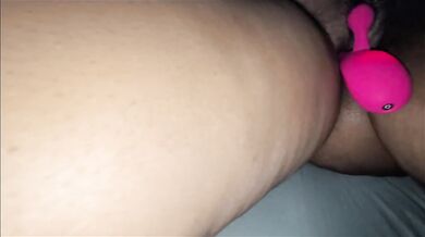 Vibrator orgasm then rubs her foot on my dick (no cumshot)