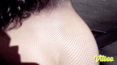 My girlfriend wears her black fishnet lingerie and it turns me on when she wears heels