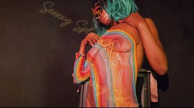 Oiled Rainbow Ass Twerking On Giant Speaker - Booty Queen