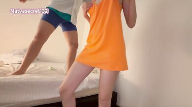 Dance practice day with stepdaughter - She loves to go around in skimpy clothes