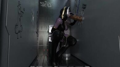 That's why the mutant likes the tight ass of a lustful girl who entered the restroom of a nightclub