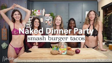 5 hot lesbians cooking dinner in the kitchen - featuring Abby Rose