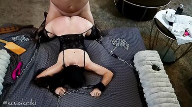 Daddy spanks my ass with His belt as He pounds me hard from behind