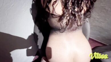 Latina in sexy clothes shows you what she looks like in high heels having sex