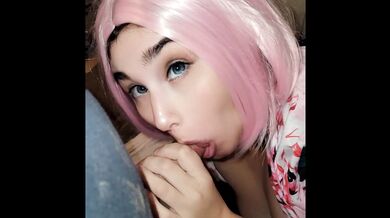 Neighbor Girl With Pink Hair Cums Over and Gives Me A Blowjob