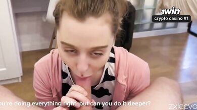 Lesbian stepsister tries dick for the first time