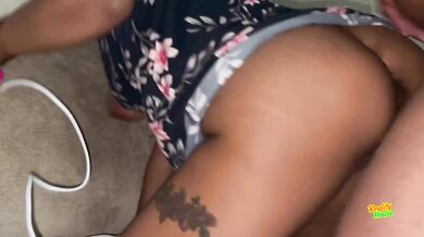 Ebony MILF Fucks Coworker When Her Husband Goes To Work.