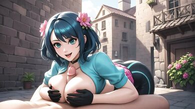 AI Generated - Viral Blue Hair School Waifu POV Messy Titfuck Spread Legs