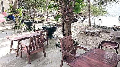 Publlic NO PANTIES # Wide gapping Hairy Pusssy at Resort BBQ area