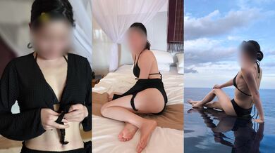 Black bikini of Japanese girl