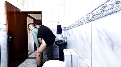 Step-niece alone in the bathroom and rubbing himself dryhump against her.