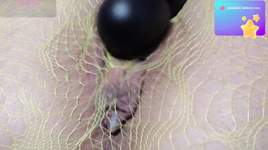 Asian Goddess in Yellow Bodystockings Vibrates her Pussy until she is So Wet!!