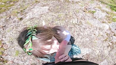 Amazingly Sexy elf girl makes you creampie her outside in public