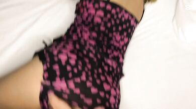Cute petite step sister moan riding on big dick