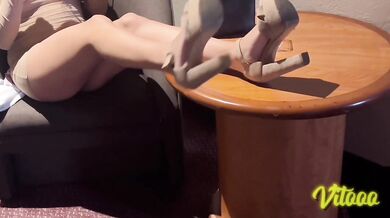 Beautiful black-haired woman getting ready to suck a cock
