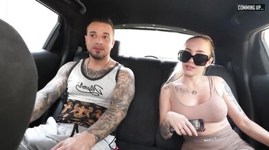 Blonde Slut Fucks Stranger in Taxi While Driver Watches - Public Car Sex