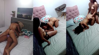 LESBIANS SHOW OFF THEIR PUSSIES BY DOING A HOT SCISSOR STYLE.