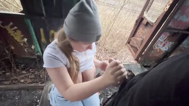 Curvy Blonde Climbs Train Walls In Public Sex