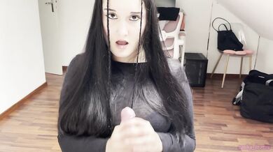 CUM TWICE from a Sloppy Titfuck from Natural College Boobs after she Sucks him