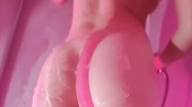Petite blonde showers and shows off all finishing with dildo and cum