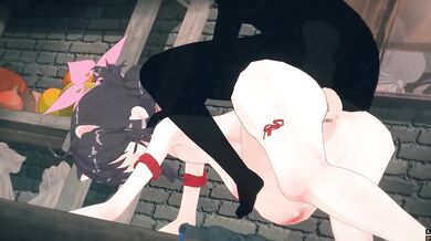 MMDブルーアーカイブ　勇美カエデ　ボテ腹パイズリセックス