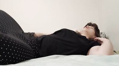 Vibrator down her pj's pants, cumming