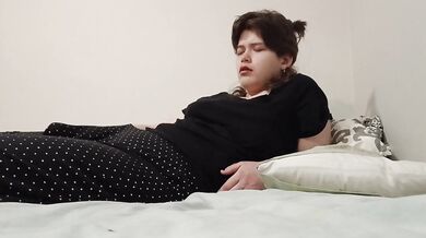 Vibrator down her pj's pants, cumming