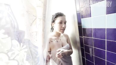 Goth Stepsis Sucks Dick and Gets Pounded in the Shower by Stepbro