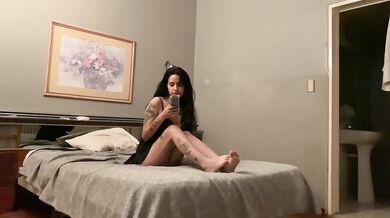 I record her while she's touching herself and she ends up giving me a blowjob.