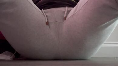 Sitting on floor trying to hold my pee potty dancing until soaking sweatpants