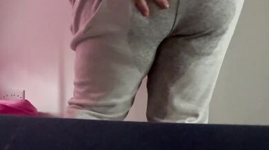 Sitting on floor trying to hold my pee potty dancing until soaking sweatpants