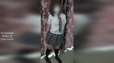 Teen student girl beg old man for huge deep creampie